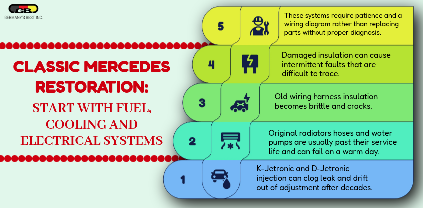 Classic Mercedes Restoration Start With Fuel Cooling and Electrical Systems